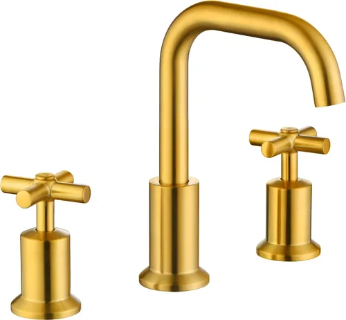 Grifo de baño generalizado de dos manijas, grifos de baño para fregadero de 3 agujeros con drenaje emergente push up, 2 manijas, grifo de fregadero