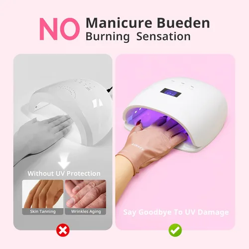 Miniatura 3 de Guantes anti UV AIRSEE para lámpara de uñas, guantes profesionales de protección UV UPF50+ para manicuras y arte de uñas, guantes sin dedos (Rosa)