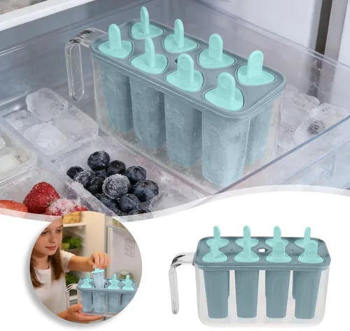 Miniatura 7 de 8 cavity Ice Pop Maker Mold Tray, Reusable Popsiclee Molds, Reusable Easy Release Ice Cream Container with Sticks for Yogurt Juice and DIY Chilled