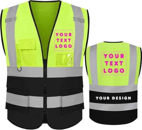 Chaleco de seguridad con logotipo personalizado de alta visibilidad chaleco reflectante Ansi 5 bolsillos clase 2 Hi Vis seguridad construcción ropa