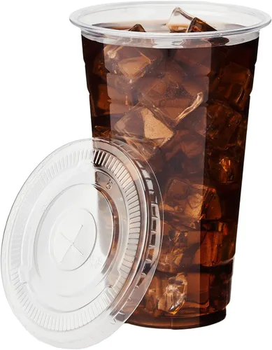 Miniatura 9 de YEEHAW Paquete de 50 vasos de plástico transparente de 9 onzas con tapas planas, vasos desechables con tapas con ranura para pajita para bebidas