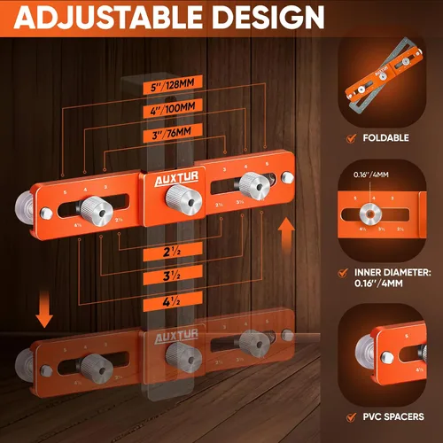 Miniatura 6 de Plantilla de hardware para gabinete con lápiz de agujero profundo, herramienta de plantilla de mango de gabinete ajustable con orificio