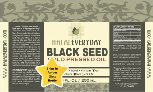 Aceite de semilla negra prensada en frío puro, botella de vidrio de 250 mL, no transgénica y vegana, nigella sativa, sin hexano, certificado Halal,