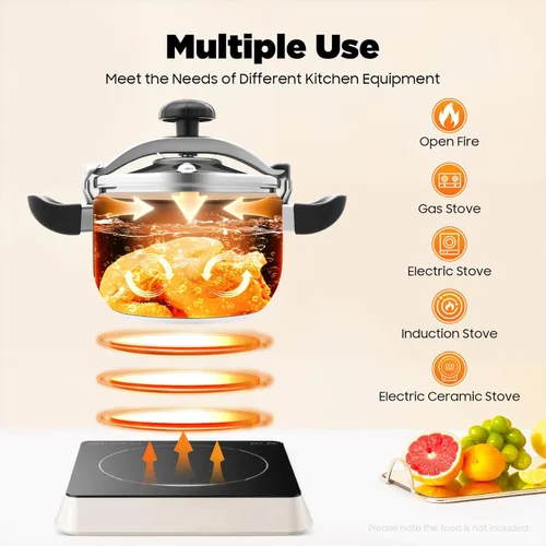 Miniatura 3 de Olla a presión de acero inoxidable 201 de 5L, 7L/4.54 cuartos de galón, 60 Kpa, pequeña olla a presión antideslizante para cocina, hervir y guisar