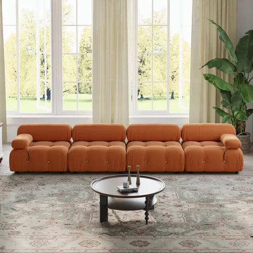 Miniatura 10 de WJShome Sofá modular modular de 103.95 pulgadas, sofá convertible de terciopelo de 3 plazas minimalista para sala de estar, sofá moderno y grande