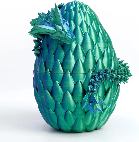 Huevo de Dragón Impreso en 3D - Huevo Sorpresa con Dragón de Cristal Flexible de 12" en el Interior, Juguete de Regalo Mítico Impreso en 3D, Mascota