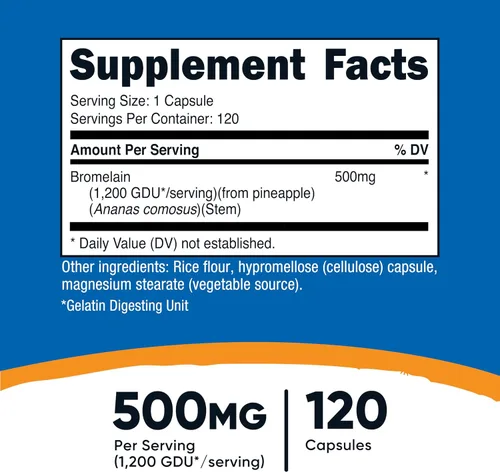 Miniatura 2 de Nutricost Bromelina 500 mg, 120 cápsulas vegetarianas, 1200 GDU, sin OMG, sin gluten