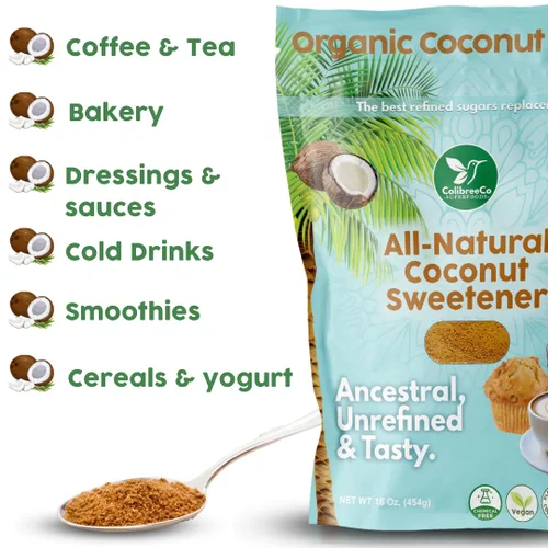 Miniatura 6 de Colibreeco, Azúcar de coco orgánico, 1 libra (paquete de 2): perfecto para endulzar bebidas y recetas Sustituto de azúcar de bajo índice