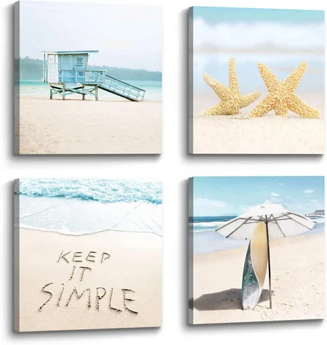 Miniatura 9 de the stream design Lienzo decorativo para pared de playa oceánica: imagen costera impresión de paisaje marino de verano, obra de arte relajante