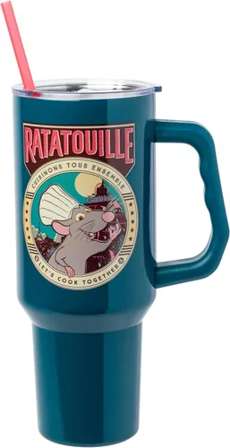 Miniatura 34 de Silver Buffalo Disney Lilo and Stitch Aloha - Vaso de acero inoxidable de doble pared con asa y pajilla, se adapta al portavasos estándar, 40 onzas