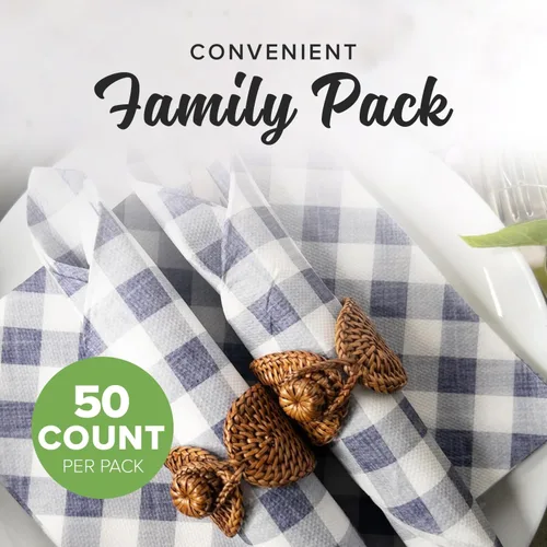 Miniatura 2 de SimuLinen Servilletas de papel desechables a cuadros azules y blancos, biodegradables para fiestas, pícnics, barbacoas, almuerzos, portón trasero