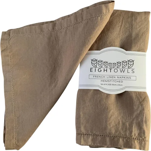 Miniatura 23 de Servilletas de lino con dobladillo calado – 20 pulgadas x 20 pulgadas – Servilletas de cena de tela de lino puro lavado a la piedra con esquinas