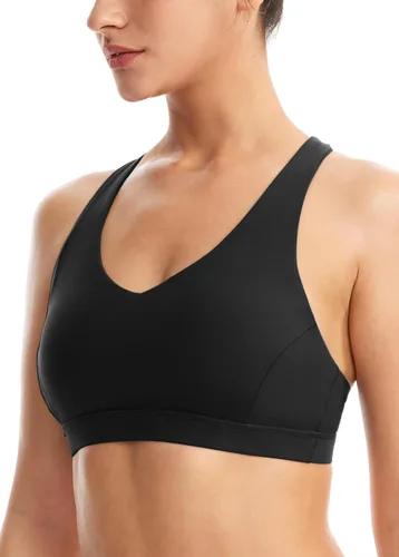 Miniatura 3 de Sujetadores deportivos acolchados para mujer, brasier deportivo sexy de línea larga entrecruzada, brasier deportivo de soporte medio con tirantes