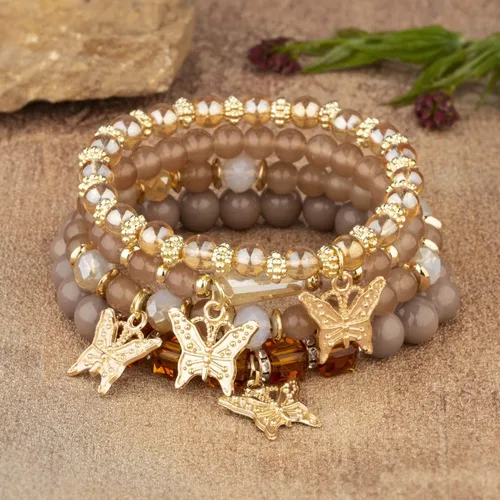 Miniatura 2 de Pingyongchang Pulseras bohemias para mujer, estilo bohemio, multicapa, con cuentas doradas, apilables, elásticas, hechas a mano, multicolor
