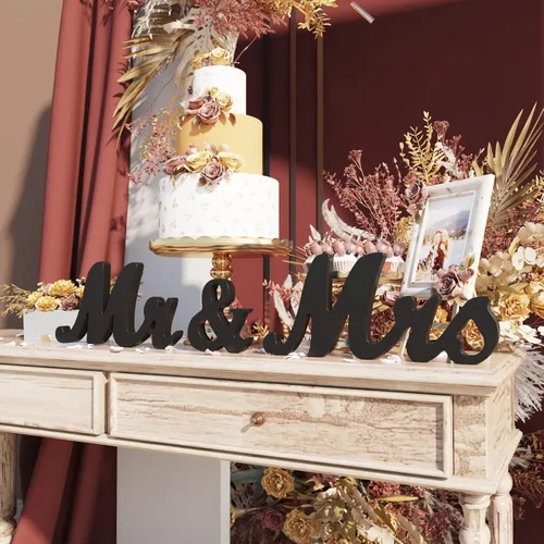 Miniatura 5 de VIOPVERY Letrero de Mr and Mrs y Just Married, letreros de Mr & Mrs para mesa de boda, letras grandes de madera para mesa de amor, accesorios