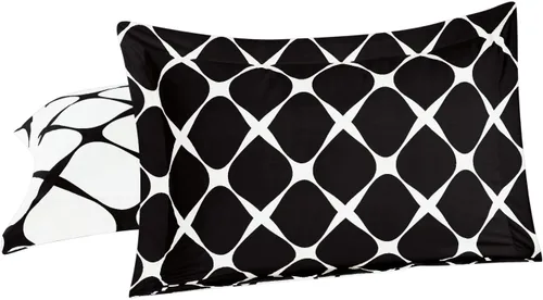 Miniatura 3 de Elegant Comfort Juego de funda de edredón reversible de 2 piezas con funda de edredón con funda de almohada, 1500 hilos, estampado de enrejado Negro