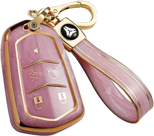 Miniatura 7 de ontto Compatible con Cadillac Key Fob Cover Marble Pattern Key Skin Durable Key Holder Azul