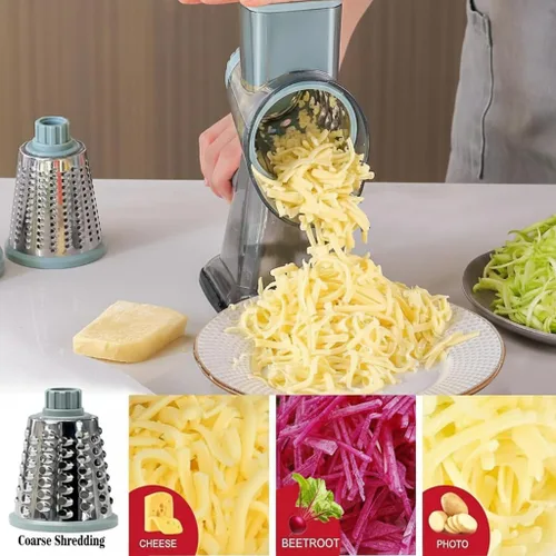Miniatura 2 de YOUCZON Rallador Rotativo de Queso Multiusos de Acero Inoxidable - Rallador de Queso con Mango para Rallado sin Esfuerzo de Zanahorias, Papas, Azul