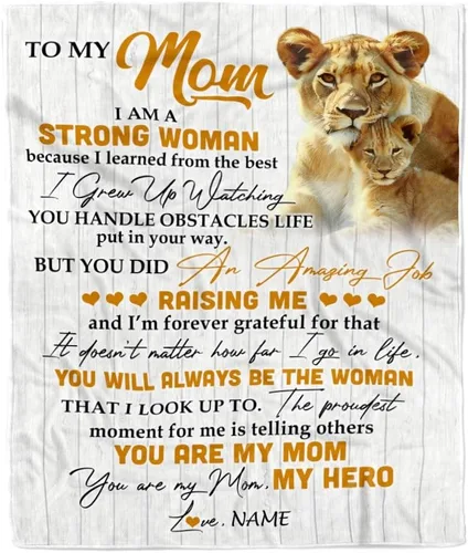 Miniatura 27 de Manta personalizada con texto en inglés «To My Mom from Daughter Wolf I Am Because You are Mom», para cumpleaños, día de la madre, Navidad, manta