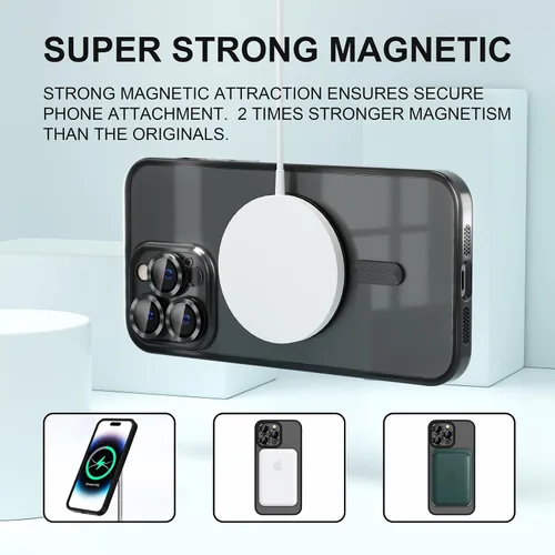 Miniatura 5 de Misea Funda magnética transparente para iPhone 14 Pro Max [compatible con MagSafe] [Nunca amarilla] [Protección contra caídas de grado militar] Negro