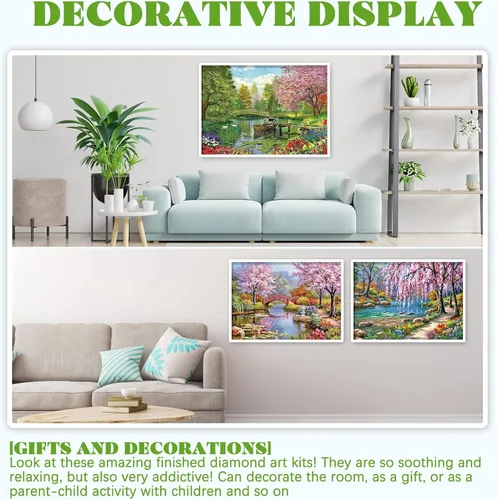 Miniatura 6 de Tontut Paquete de 10 kits de pintura de diamantes para adultos, arte de diamantes de paisaje, pintura de diamantes de alta definición, arte