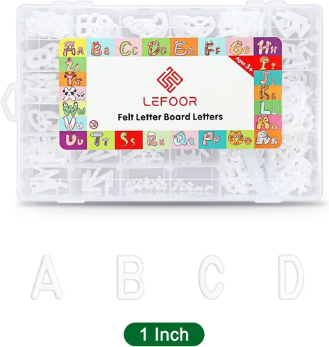 Miniatura 2 de Letras de tablero de cartas, 504 caracteres precortados (1 pulgada, blanco) con bandeja de clasificación, letras de tablero de fieltro 1 pulgada