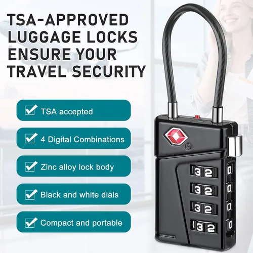 Miniatura 4 de Diyife Cerraduras TSA para equipaje, [2 unidades] Cerraduras de equipaje aprobadas por la TSA con TSA-008, indicador de alerta abierta, cerradura