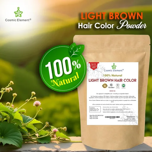 Miniatura 3 de Cosmic Element Polvo de henna marrón claro para color de cabello y barba, tinte natural orgánico, sin químicos, sin gluten, libre de crueldad, 4