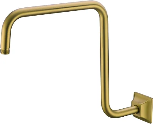 Miniatura 28 de Brazo de ducha de cuello de cisne de 16 pulgadas, extensión de cabezal de ducha dorado con brida única, conexión estándar de 1/2 pulgada Brida