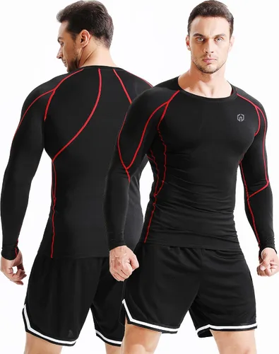 Miniatura 2 de NELEUS Camisas de compresión de manga larga para hombre, para ejercitarte, correr, 3 u