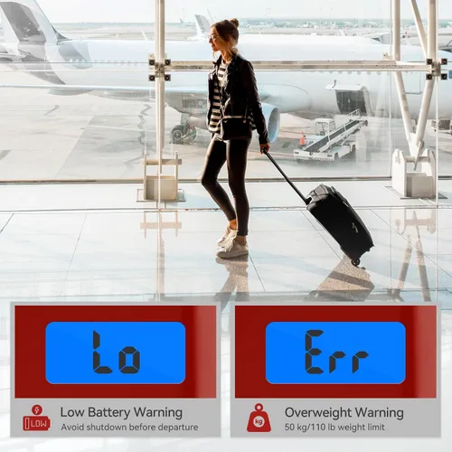Miniatura 3 de Dr.meter - Báscula de equipaje con retroiluminación LCD PS02 de 110 libras110.2 lbs, equilibrio electrónico, accesorios de viaje postales digitales