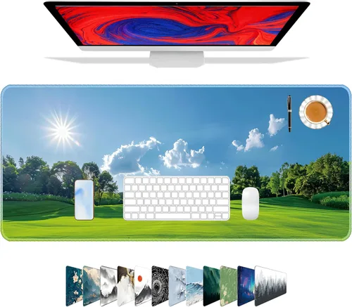 Miniatura 21 de Galdas Alfombrilla de mouse para juegos XXL XL, grande, larga, extendida, grande, de goma antideslizante, con bordes cosidos, para laptop, oficina