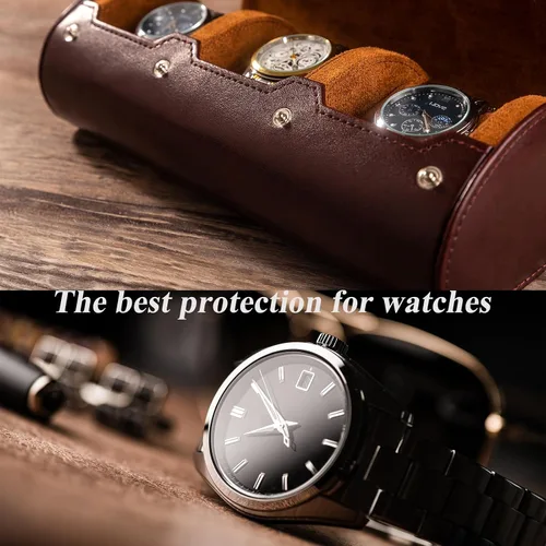 Miniatura 5 de Mr.Okay Funda de viaje para reloj funda de cuero de alta calidad para mujeres u hombres, organizador de relojes portátil para almacenamiento