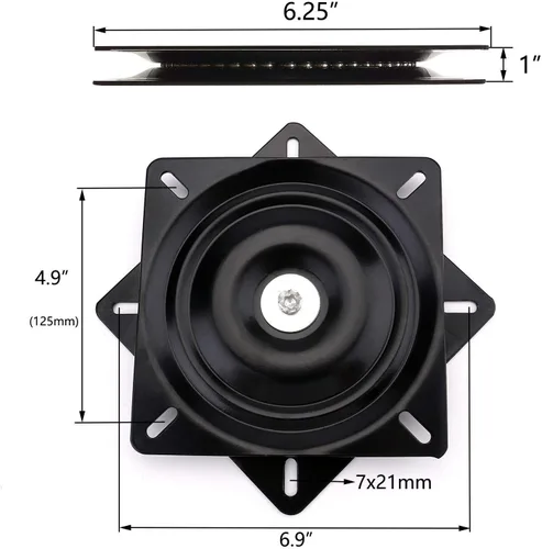 Miniatura 2 de AAGUT Taburete de bar de 6.25 pulgadas de repuesto de placa giratoria, mecanismo giratorio cuadrado resistente para silla reclinable o muebles, base