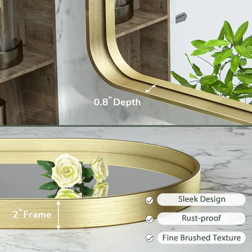 Miniatura 204 de TokeShimi - Espejo para pared de baño, espejo de tocador con marco de metal de aleación de aluminio mate cepillado e inoxidable, decoración rústica