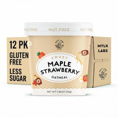 Miniatura 19 de Mylk Labs - Avena instantánea – Fresa vainilla – Sin nueces, sin gluten, alto en fibra, alto contenido de proteínas, bajo en azúcar – 6