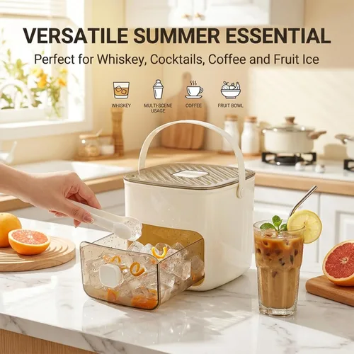 Miniatura 4 de Bandeja de cubitos de hielo con tapa y contenedor: bandeja de hielo portátil para congelador - Molde de hielo de fácil liberación - Sistema de Blanco