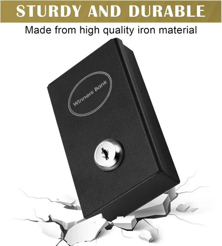 Miniatura 6 de Reallnaive Paquete de 2 cajas de metal portátiles para jugadores, caja de dinero de casino con 2 llaves, tamaño de bolsillo, caja fuerte para Negro