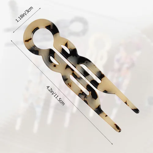 Miniatura 2 de 4 horquillas francesas en forma de U para mujer, pinzas de acetato para cabello grueso, fino y fino, pasadores decorativos para moño en negro
