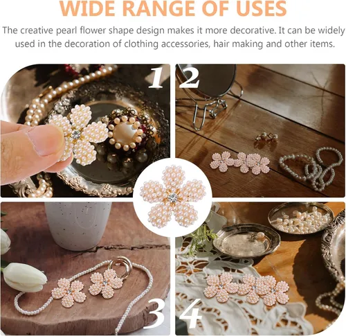Miniatura 5 de EXCEART 10 piezas de accesorios con forma de flor de perla, dijes de horquilla para palos de pelo, horquillas para ropa, adornos hechos a mano