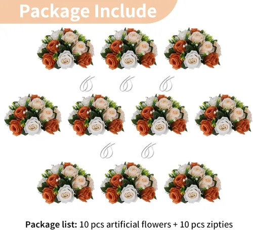 Miniatura 87 de NUPTIO Centros de mesa de flores para mesas de boda: arreglo de bolas de flores artificiales rosa y blanco para bodas, fiestas, 2 piezas de rosas
