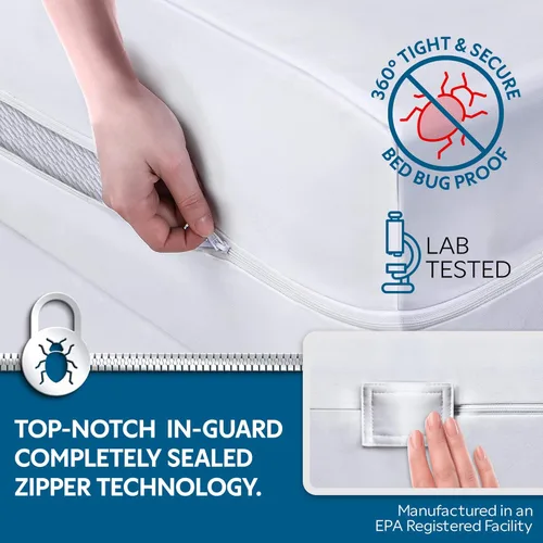 Miniatura 2 de Protector de colchón Guardmax con cremallera funda contra insectos para cama 100% impermeable suave, hipoalergénico y transpirable 1 - Blanco