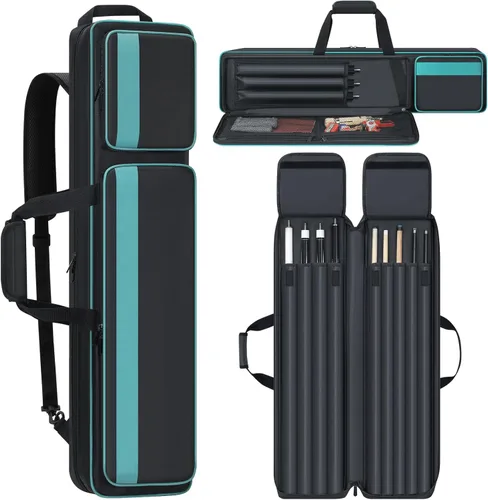 Miniatura 11 de Estuche para Taco de Billar 4x5, Funda de Transporte para Taco de Billar Suave Acolchada Bolsa para Palos de Billar con Múltiples Bolsillos para 4