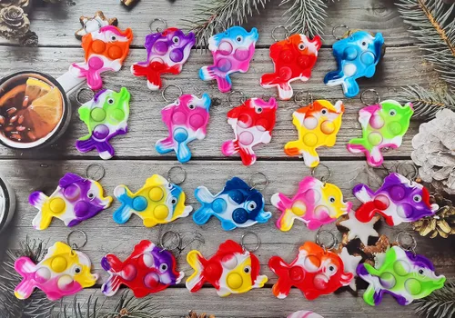 Miniatura 2 de Paquete de 20 llaveros a granel con diseño de peces de animales marinos, para niños, juguetes de fiesta de cumpleaños, suministros y regalos