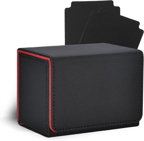 Miniatura 17 de MTG - Caja de cubierta con 2 divisores, caja de gran capacidad para más de 80 tarjetas de doble manga, funda de piel sintética compatible con Magic