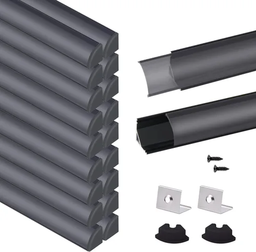 Miniatura 14 de VST Paquete de 10 canales LED de 3.3 pies, canal difusor LED en forma de V, sistema de canales de aluminio LED con cubierta lechosa, tapas finales