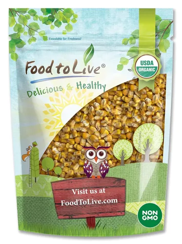 Food to Live Maíz entero amarillo orgánico, 1.5 libras, maíz sin OMG, granos limpios y secos, vegano, kosher, grano de cereales a granel, buena