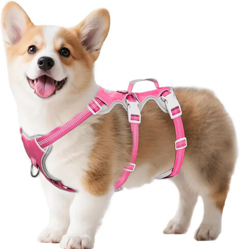 Miniatura 20 de Huntboo Arnés para perro a prueba de escape, arnés reflectante con mango acolchado, transpirable, duradero, chaleco ajustable para perros medianos