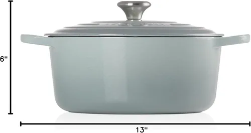 Miniatura 7 de Le Creuset Horno holandés redondo de hierro fundido esmaltado, 7.25 cuartos de galón, Sal marina Sea Salt