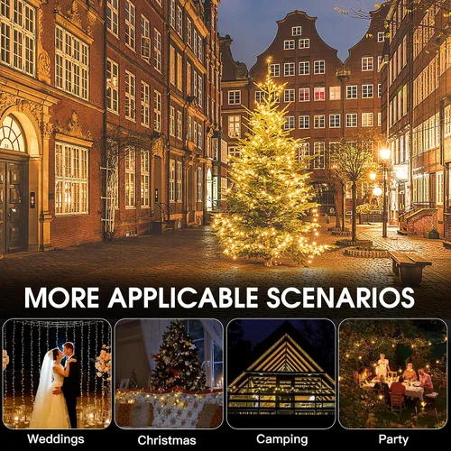 Miniatura 5 de Vimorg Guirnalda de luces solares para exteriores, paquete de 2 luces solares de Navidad de 79 pies, 200 LED, impermeables, con 8 modos